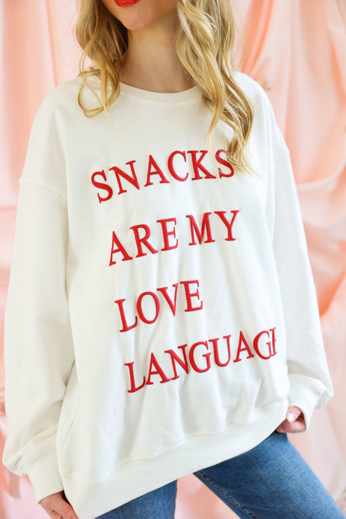 "Snacks Are My Love Language" Crew Neck Sweatshirt