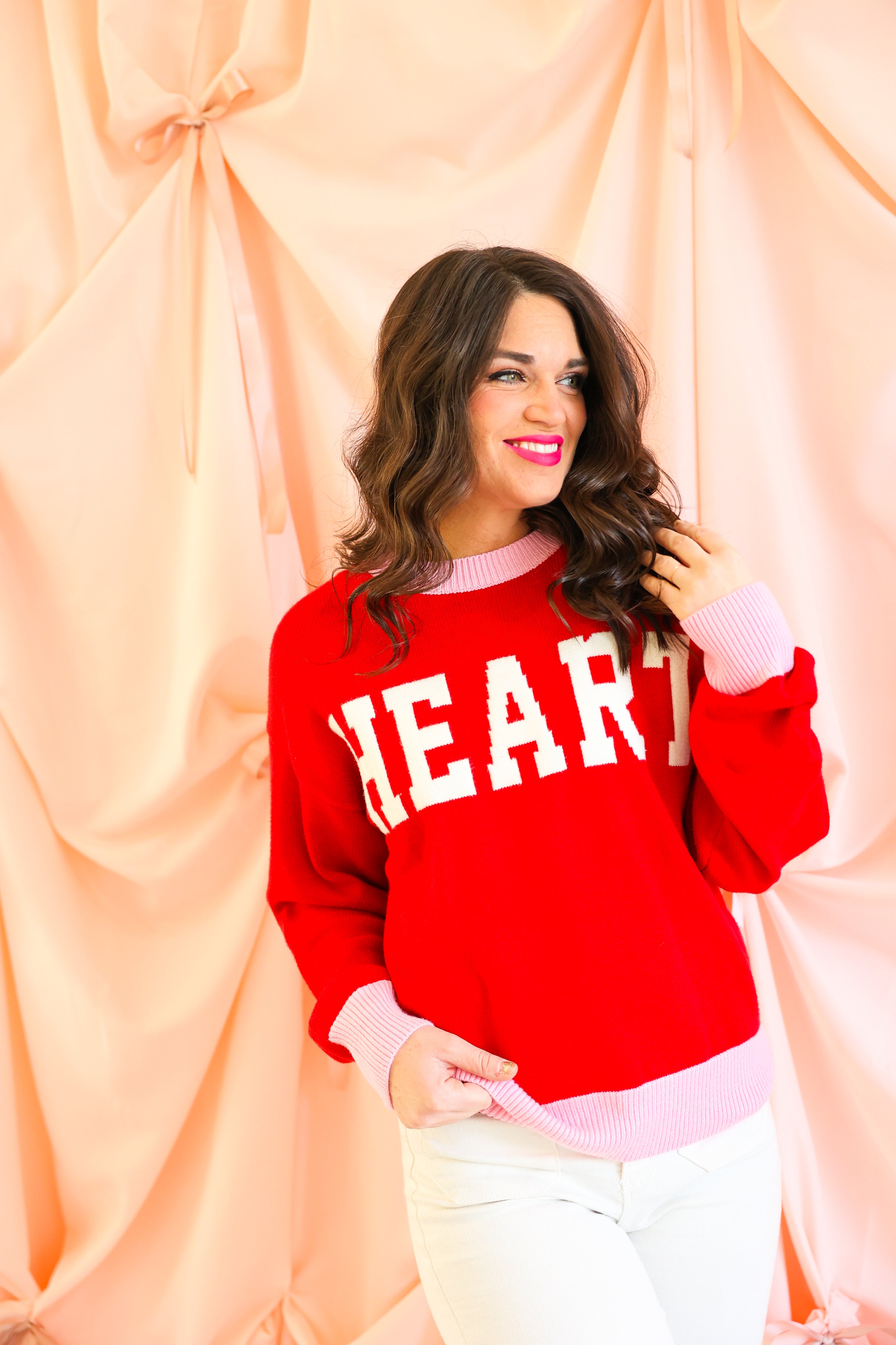Crew Neck Long Sleeve "Heart" Sweater