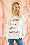 "Snacks Are My Love Language" Crew Neck Sweatshirt
