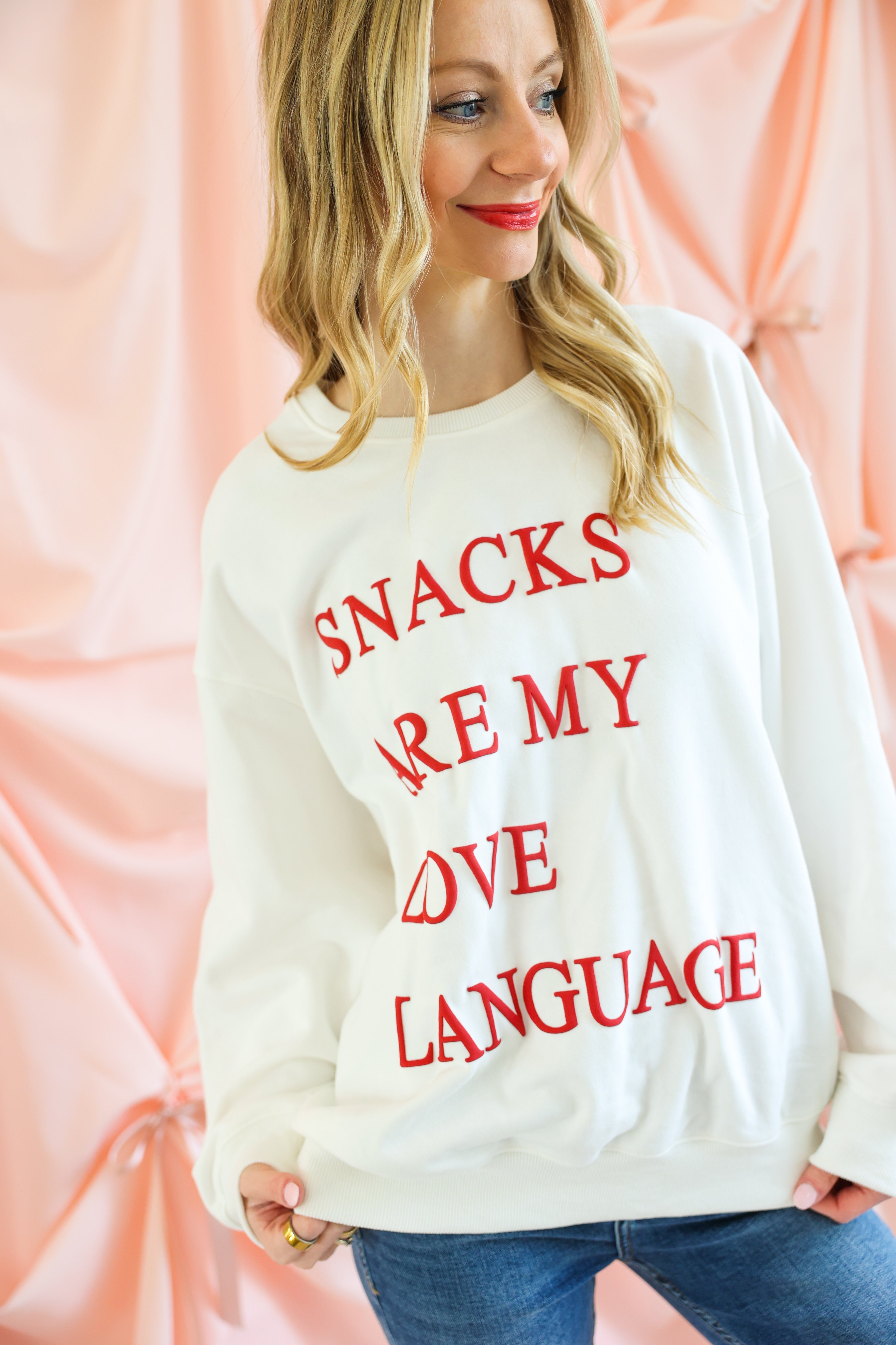 "Snacks Are My Love Language" Crew Neck Sweatshirt